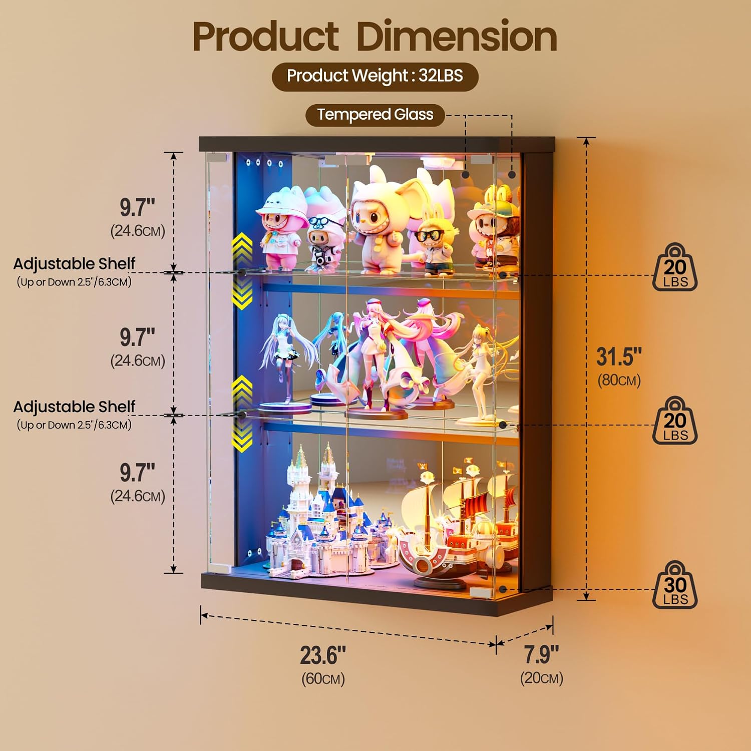 خزانة عرض زجاجية مثبتة على الح - مراجعة Pop Display Shelf وسعره